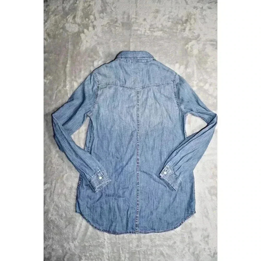 GAP Kids Denim Shirt Dress Girls Sz L (10) Pearl Snap Front Jean Long Sleeves
